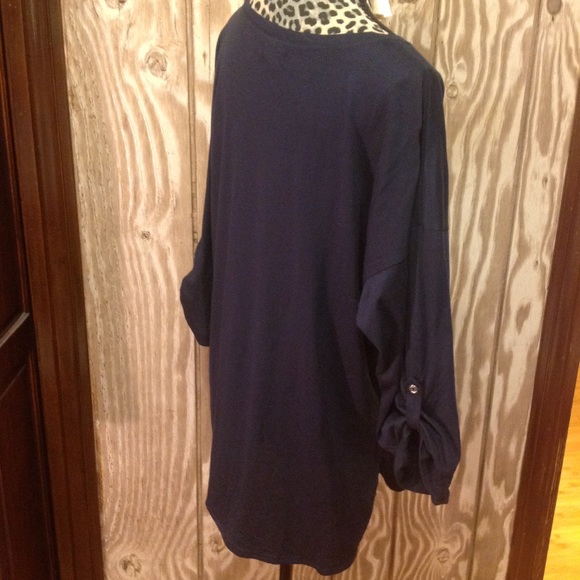 NEW Nautica Rich NAVY BLUE 100% Cotton Top XXL 3/4 SLEEVE - Picture 3 of 8